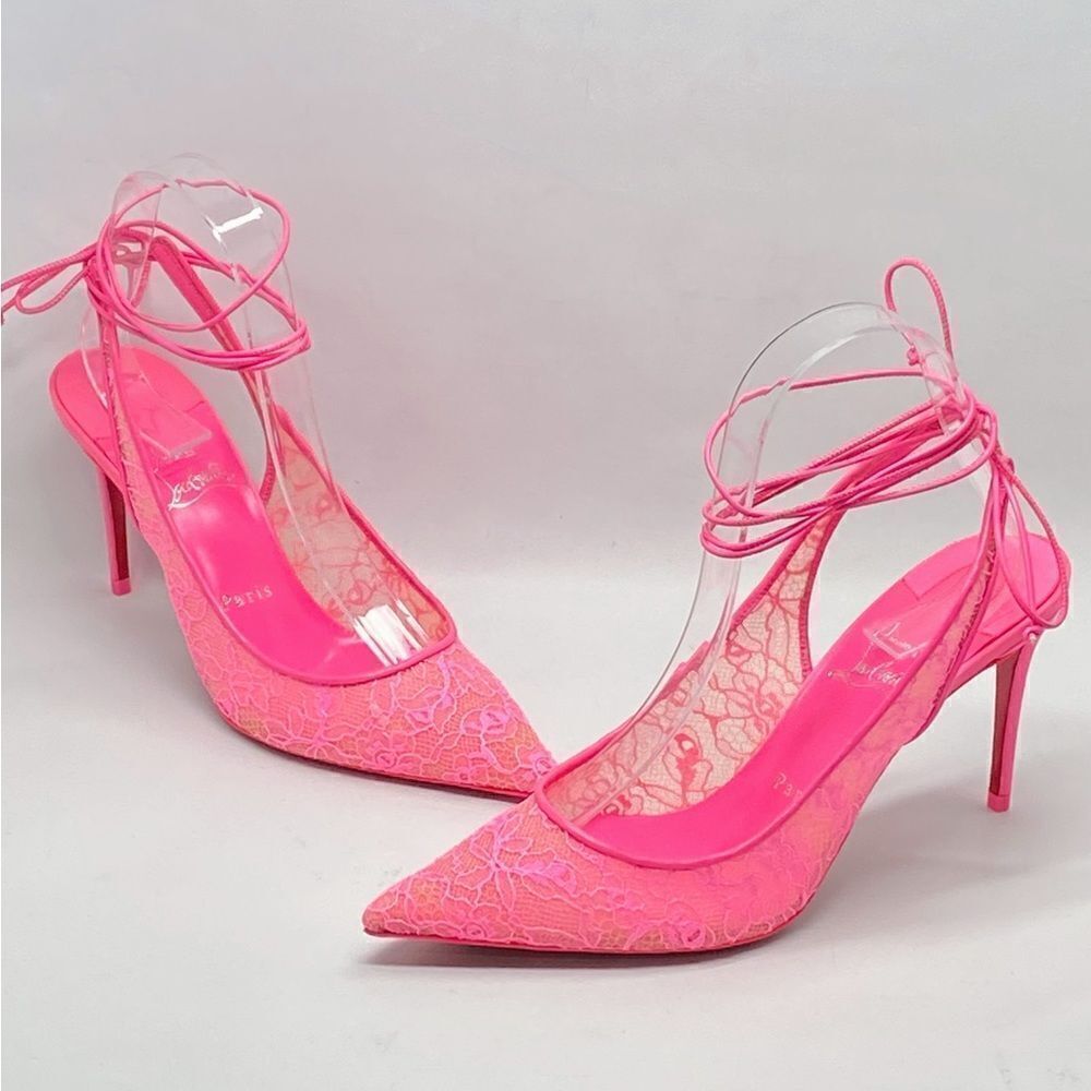 Christian Louboutin Kate 85mm Lace-Up Lace Pumps